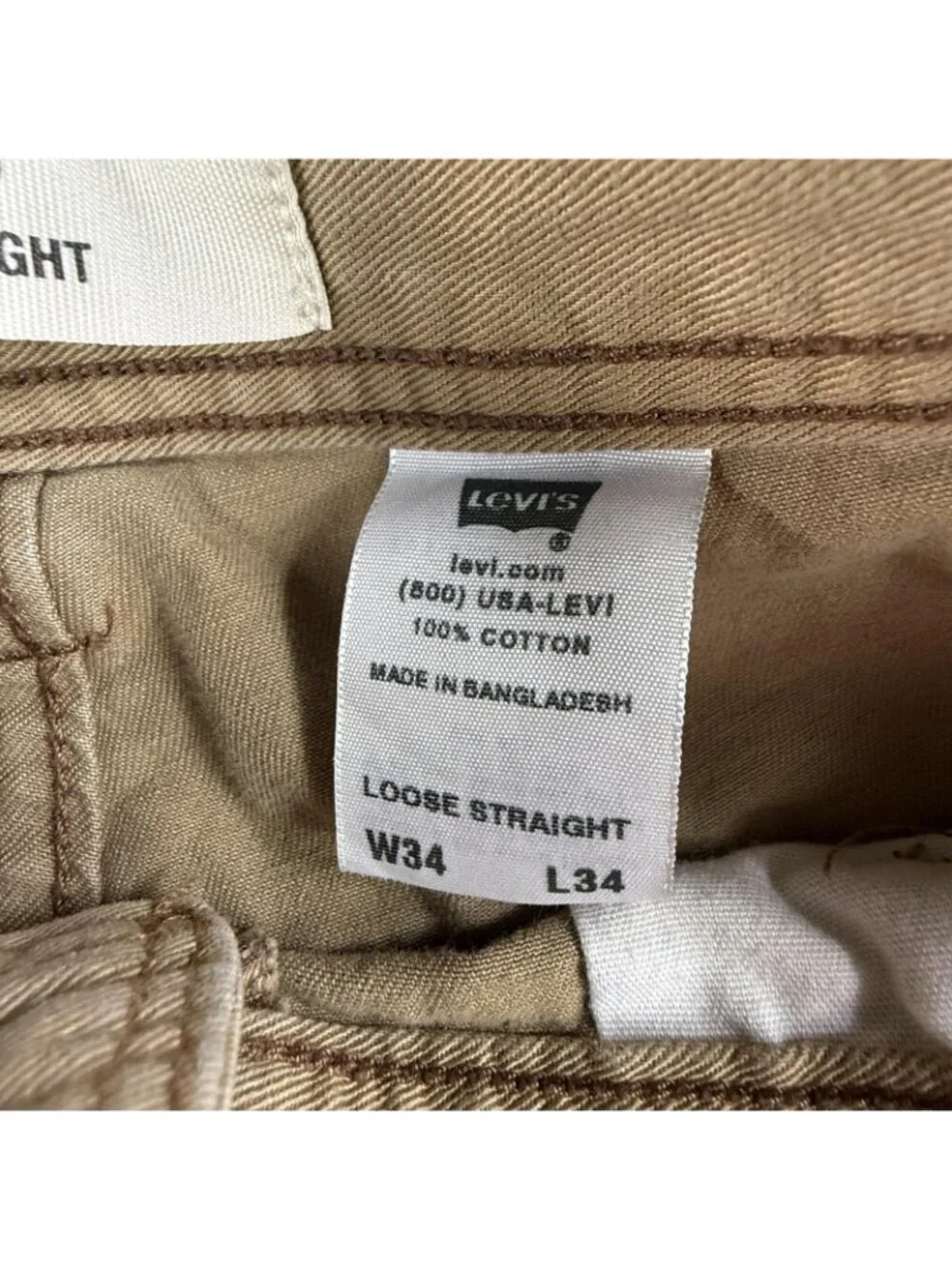 Vintage 701 Levis Cargo Pants Mens 34x34 Beige Loose Straight Relaxed Workwear
